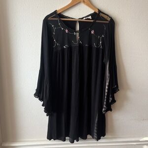 Tunic Top 2X Fairycore Boho Goblin Bell Sleeve Lace Gauze Flowy Whimsygoth USA